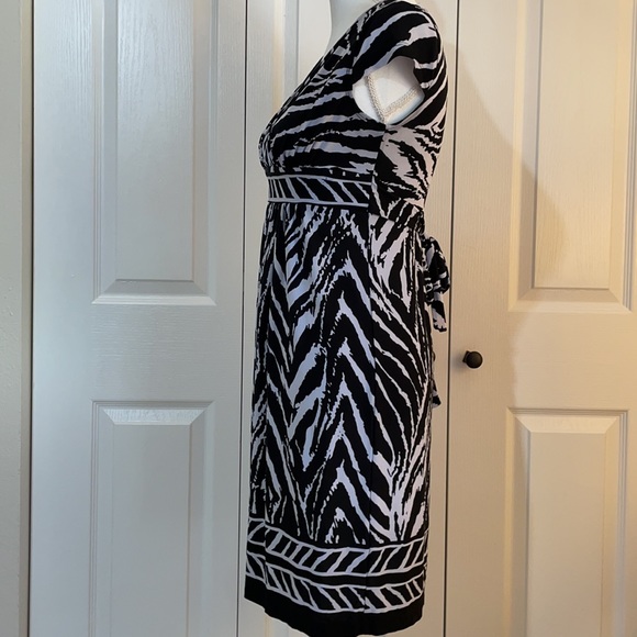Sweet Storm Black/White S Cap Sleeve Dress Ties in the Back - Picture 6 of 14